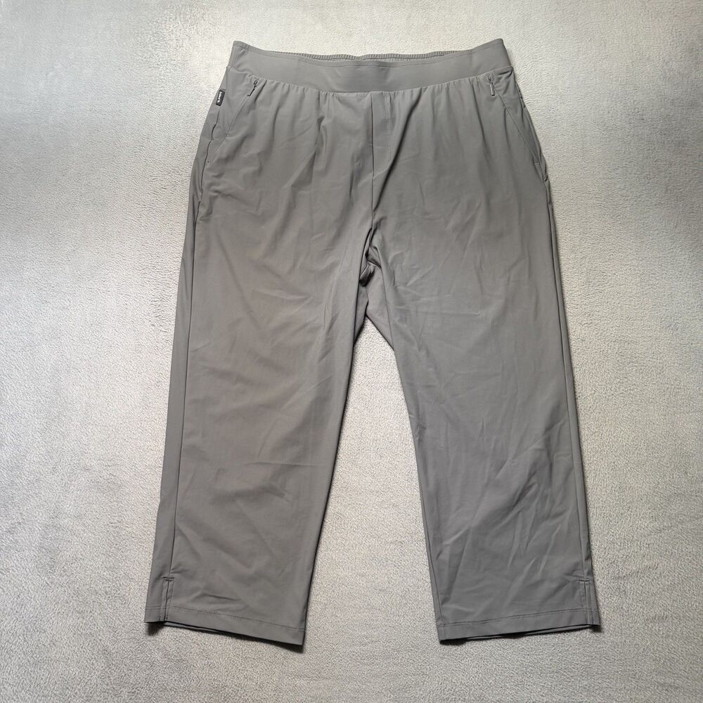 Baleaf Womens 2XL Gray Capri Pants Stretch Athletic Zip Pockets Drawstring